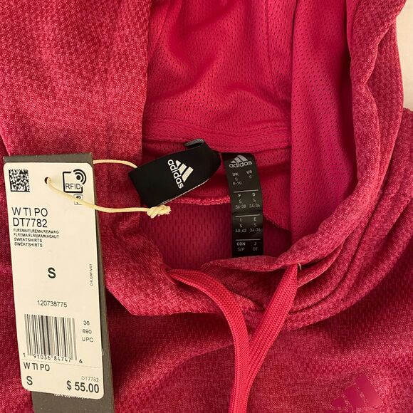 NWT Adidas Climawarm Womens Pink Hooded Pull On Athletic Sweatshirt Sz S - Picture 4 of 11